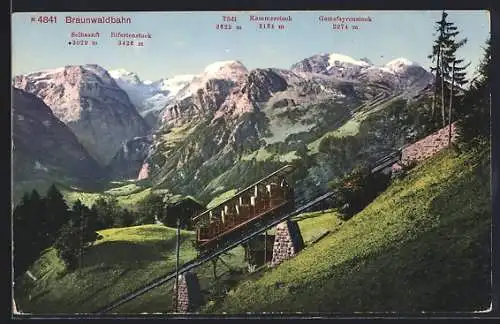 AK Braunwaldbahn, Ansicht mit Kammerstock und Gemsfayrenstock