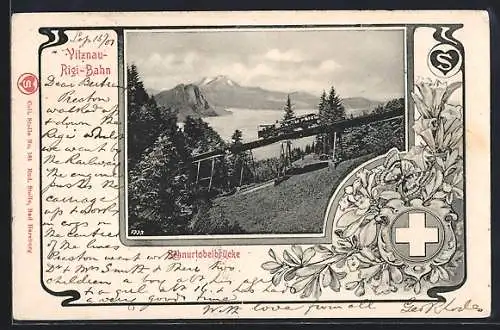 AK die Schnurtobelbrücke der Vitznau-Rigi-Bahn, Wappen