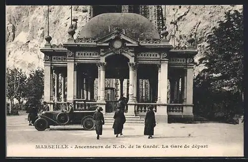 AK Marseille, Ascenseurs de Notre-Dame de la Garde, La Gare du Depart, Station der Bergbahn