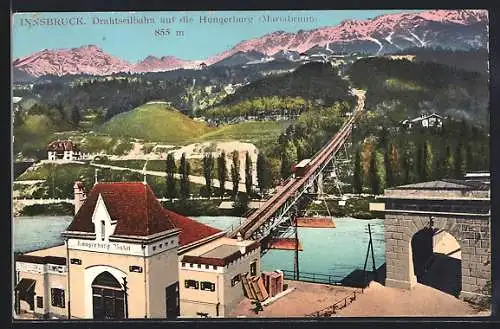 AK Innsbruck, Drahtseilbahn auf die Hungerburg mit Mariabrunn