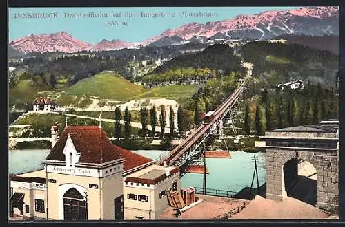 AK Innsbruck, Drahtseilbahn auf die Hungerburg mit Mariabrunn