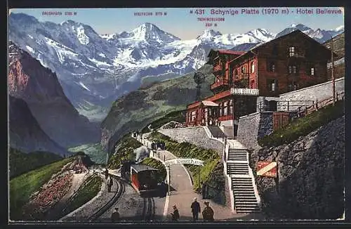 AK Schynige Platte, Hotel Bellevue mit Breithorn und Grosshorn