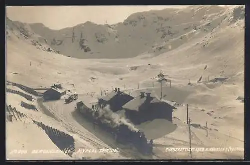 AK Myrdal, Bergensbanen, Bahnhof im Schnee