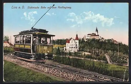 AK Linz a. D., Elektrische Bergbahn auf dem Pöstlingberg