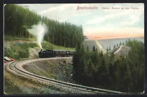 AK Brocken, Brockenbahn, Grosse Kurve an der Padde