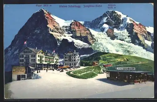 AK Kleine Scheidegg, Jungfraubahn, Bahnstation m. Kleine Scheidegg, Mönch u. Eiger