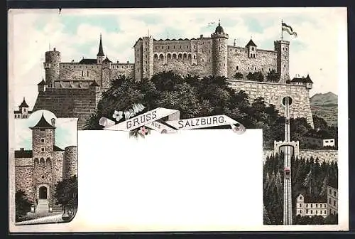 AK Salzburg, Burg mit Bergbahn