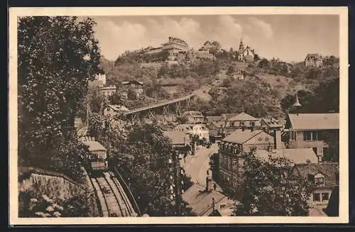 AK Dresden-Loschwitz, Hotel - Restaurant Luisenhof mit Drahtseilbahn