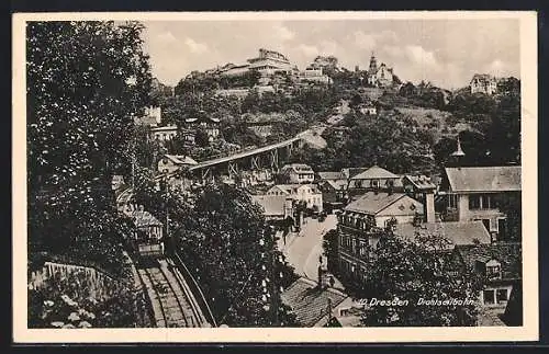 AK Dresden-Loschwitz, Hotel - Restaurant Luisenhof mit Drahtseilbahn