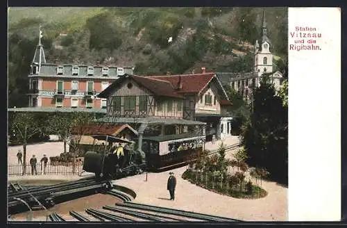 AK Vitznau, Rigibahn am Bahnhof, Bergbahn