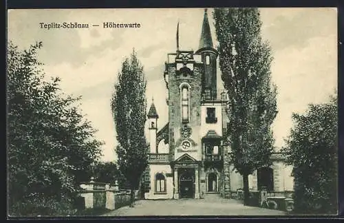 AK Teplitz Schönau / Teplice, Blick zur Höhenwarte