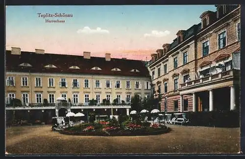 AK Teplitz Schönau / Teplice, Herrenhaus mit Anlagen