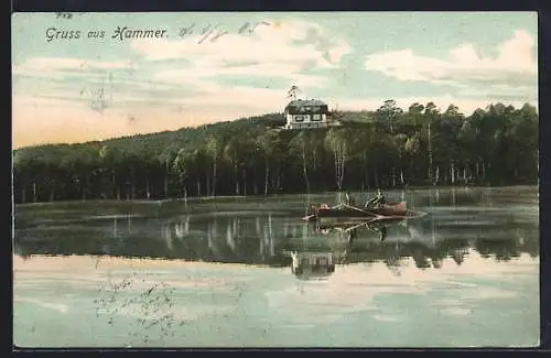 AK Hammer Am See / Hamr Na Jezere, Blick über den See, Ruderboot