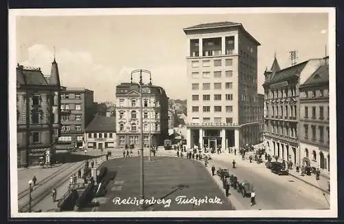 AK Reichenberg / Liberec, Blick auf Tuchplatz