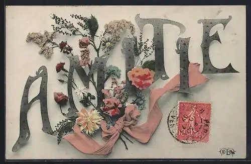 Passepartout-AK Boulogne, Amitie, Blumengrüsse