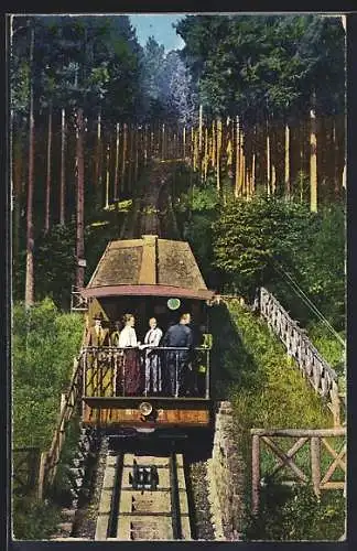 AK Wildbad, Bergbahn auf ihrem Weg durch den Schwarzwald