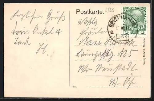 AK Neuhofen a. d. Krems, Ansicht vom Feld aus