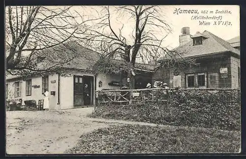 AK Wien, Hameau, Holländerdörfl, Restaurant-Terrasse