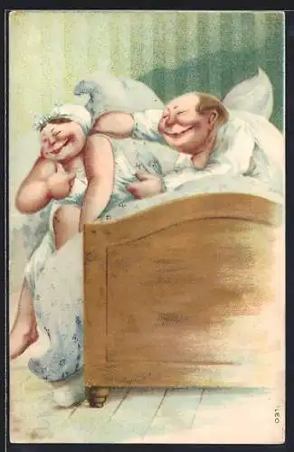 AK Mann möchte im Bett seine Liebste umarmen