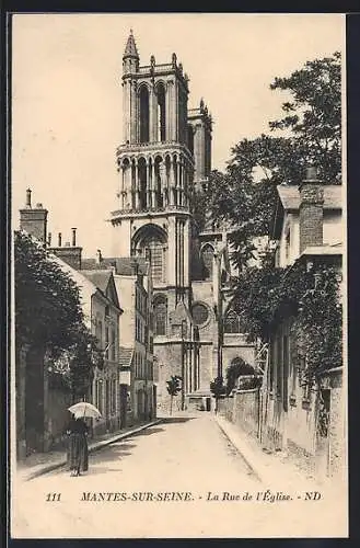 AK Mantes-sur-Seine, La Rue de l`Église