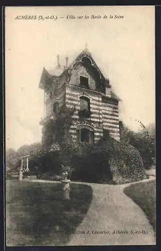 AK Achères, Villa sur les Bords de la Seine