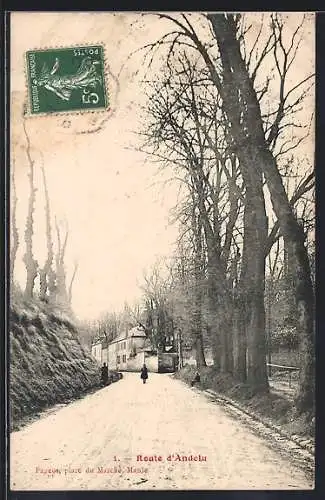 AK Andelu, Route d`Andelu bordée d`arbres et maisons rurales