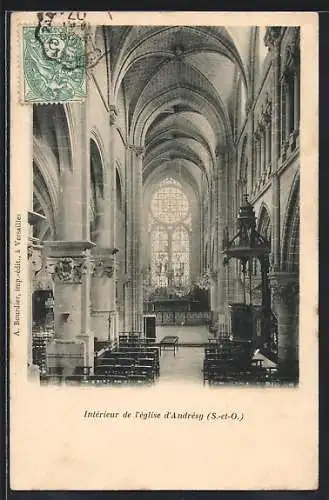 AK Andrésy, Intérieur de l`église d`Andrésy, S.-et-O.