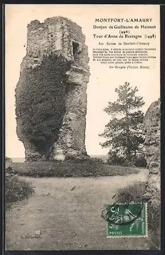 AK Montfort-l`Amaury, Donjon de Guillaume de Hainaut et Tour d`Anne de Bretagne en ruines