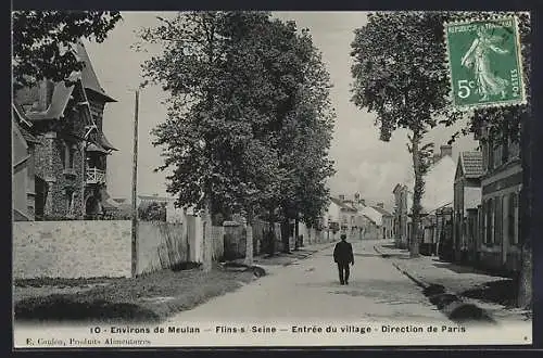 AK Flins-sur-Seine, Entrée du village en direction de Paris