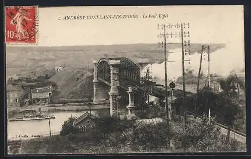 AK Andrésy-Conflans-Fin-D`Oise, Le Pont Eiffel et la rivière environnante