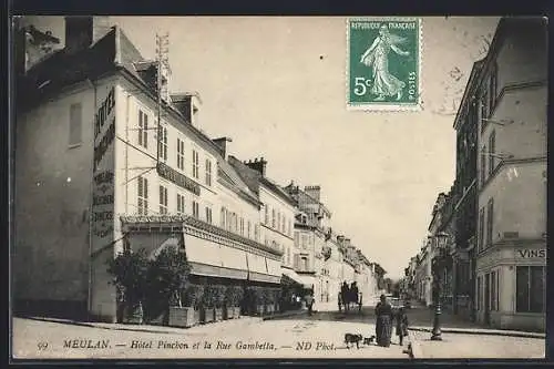 AK Meulan, Hotel Pinchon et la Rue Gambetta