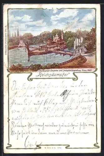 AK Zittau, Oberlausitzer Gewerbe- u. Industrie-Ausstellung 1902, Reichsdampfer