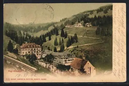 AK Rigi-Klösterli, Teilansicht mit Gebirge