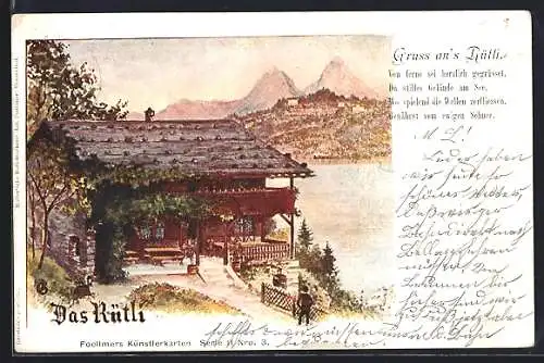 Künstler-AK Rütli, Gasthaus am See