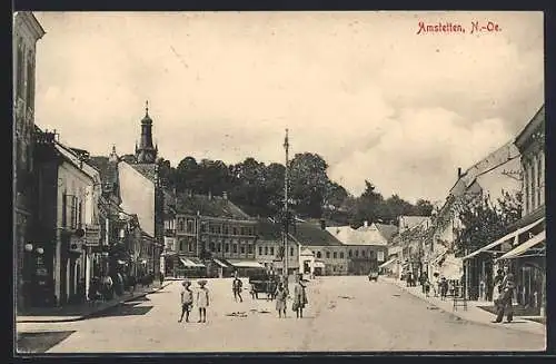 AK Amstetten /N.-Oe., Platzpartie mit Anwohnern