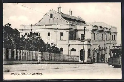 AK Port Elizabeth, Opera House mit Strassenbahn