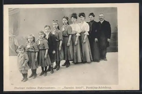 AK Postojna / Adelsberg, Narodni Hotel, Familie des Eigentümers