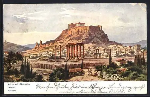 Künstler-AK Athen, Panoramablick auf die Stadt