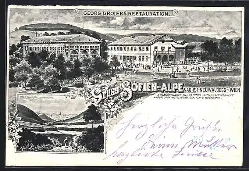 Künstler-AK Wien, Georg Groiers Restaurant auf der Sofien-Alpe