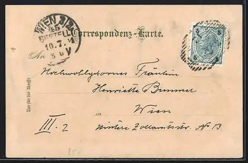 Künstler-AK F.A.C.M. Reisch: Brenner, Dependance Hotel-Post, Ursprung des Eisack