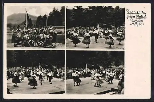 AK Wertach /Allgäu, Schuhplattlergruppe Frohsinn im Allgäu, Tanzvorführung, Gruppenbild