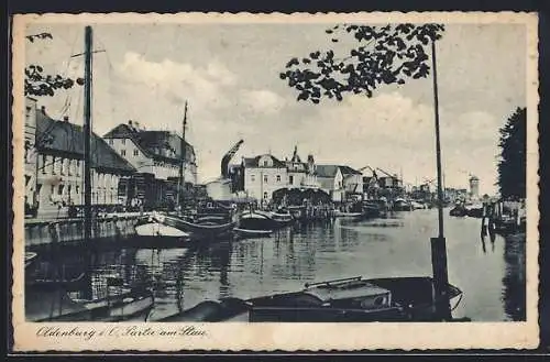 AK Oldenburg / O., Partie am Stau mit angelegten Segelbooten