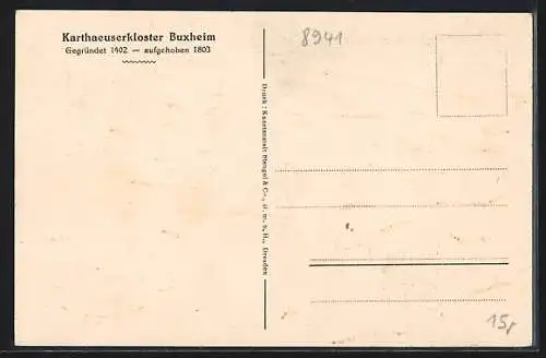 Künstler-AK Buxheim / Iller, Karthaeuserkloster mit S. Anna Capell, Priorat und Kellerey