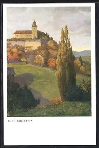 Künstler-AK Bernstein, Burg Bernstein im Herbst