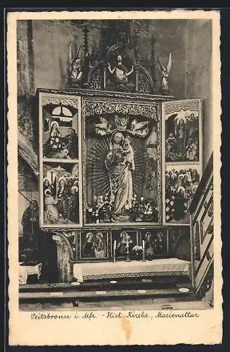 AK Veitsbronn /Mfr., Marienaltar in der historischen Kirche