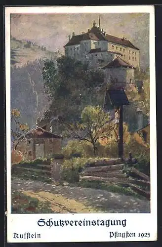 Künstler-AK Kufstein, Schutzvereinstagung 1925, Ortspartie