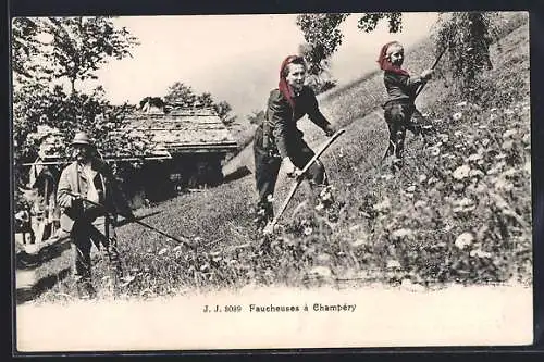 AK Champéry, Faucheuses, Schnitterinnen bei der Arbeit