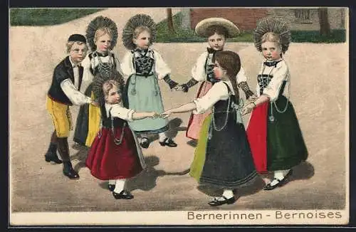 AK Bernerinnen - Bernoises, Kinder in Tracht tanzen Ringelreih`n