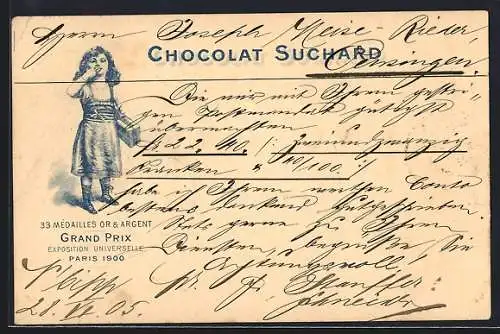 AK Cacao Suchard, Exposition universelle Paris 1900, Reklame für Schokolade