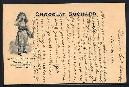 AK Cacao Suchard, Exposition universelle Paris 1900, Reklame für Schokolade